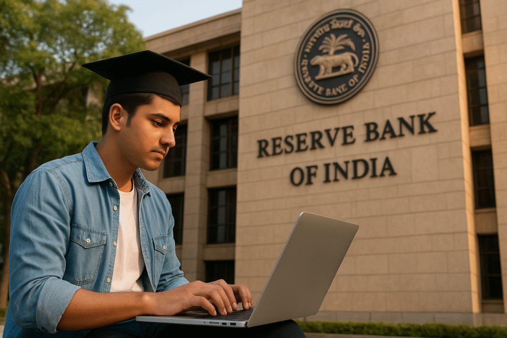 Young aspirant checking eligibility for RBI Assistant exam online