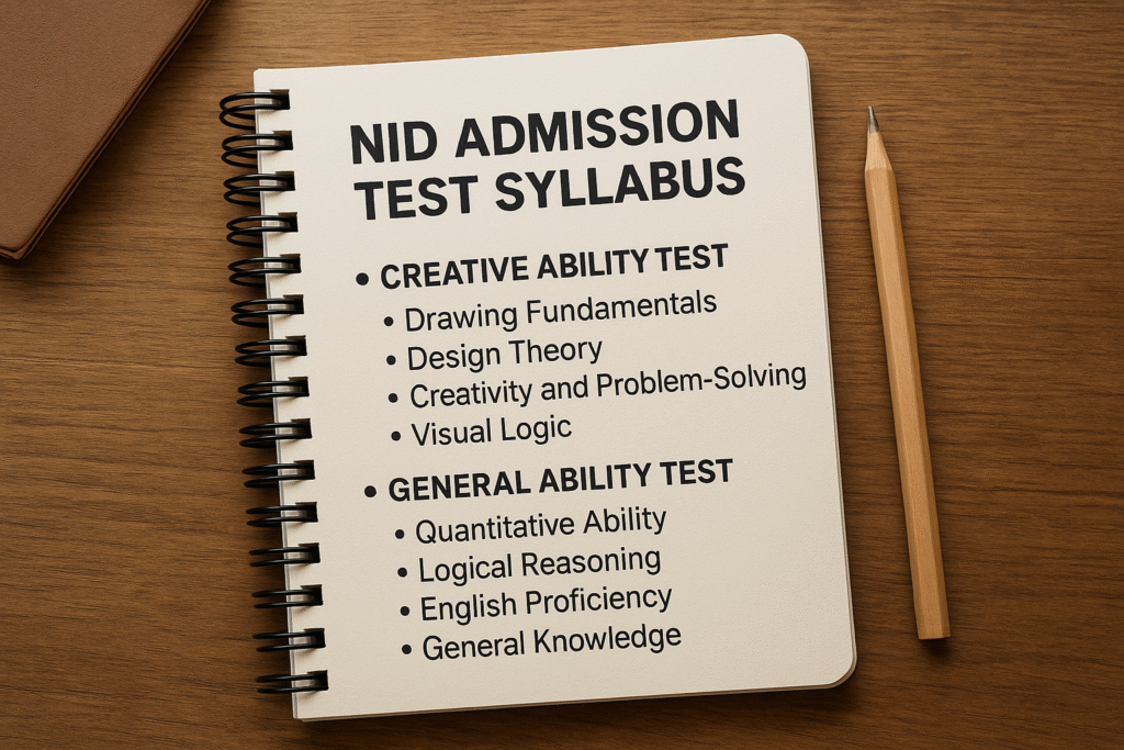 NID Admission Test syllabus overview with sketching, design, and creative aptitude topics