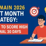 JEE Main 2026 last month strategy banner showing student studying, important tips, and final 30-day preparation guidance