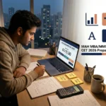 MAH MBA MMS CET 2026 aspirant preparing with mock test, syllabus-based study plan, and time management strategy at home