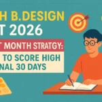 Creative workspace with sketchbooks and design tools for MAH B.Design CET 2026 preparation.