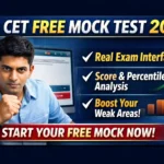 MBA CET free mock test 2026 showing real exam interface with score and percentile analysis